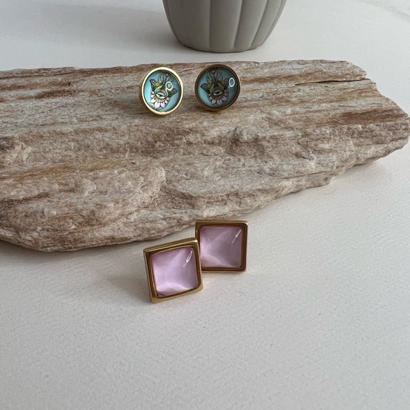 Evil Eye & Hamsa Hand Stud Earrings Set - Trendy Chic Stud Earrings Set - Picture 1 of 10